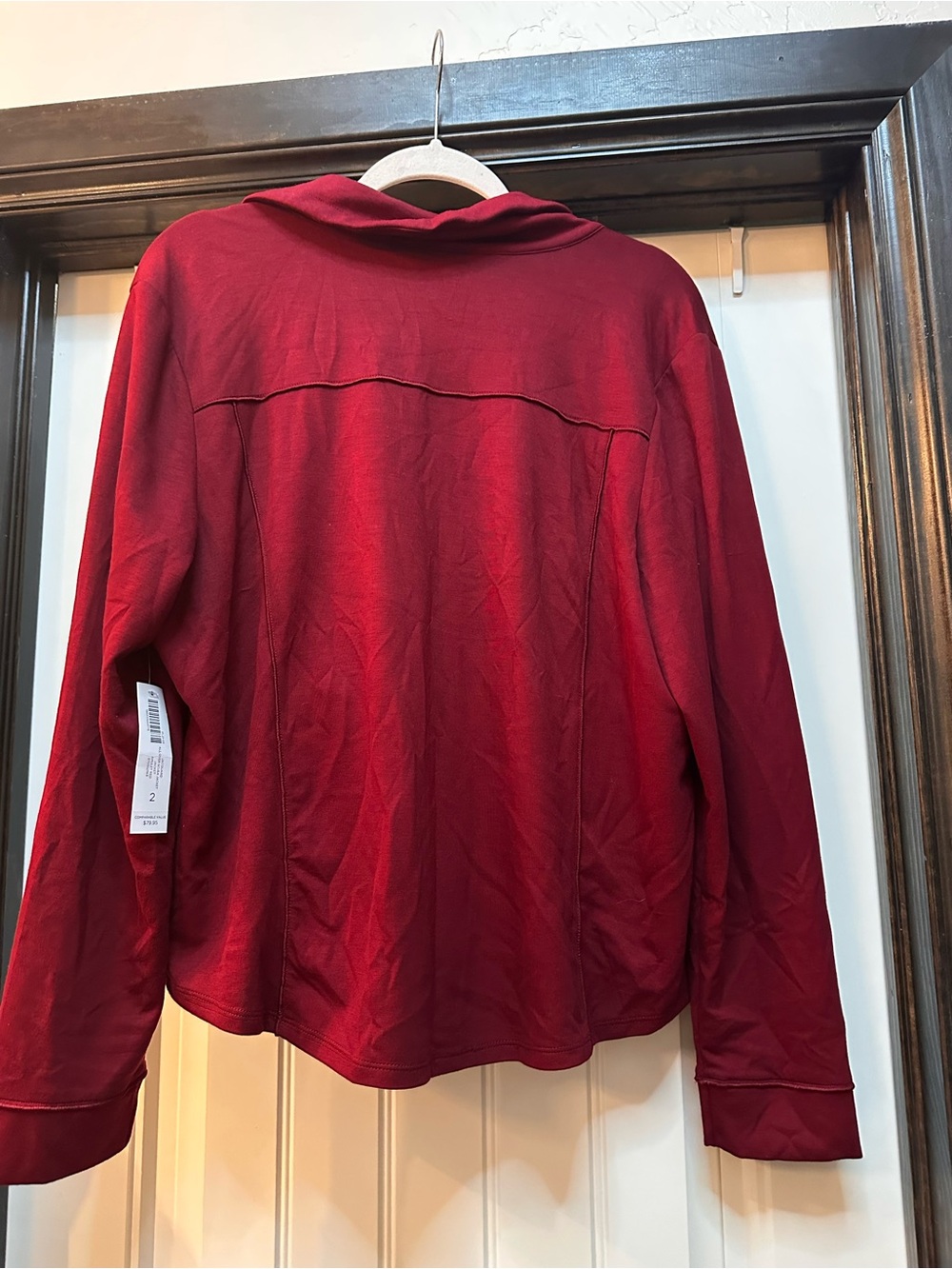 Chico's Weekend Zip-Front Jacket in Burgundy with Gold Zipper - Picture 3 of 5